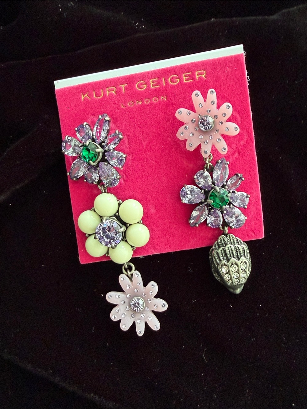 Kurt Geiger Triple Flower Drop Statement DAISY CRYSTAL EARRINGS CCO price droppe